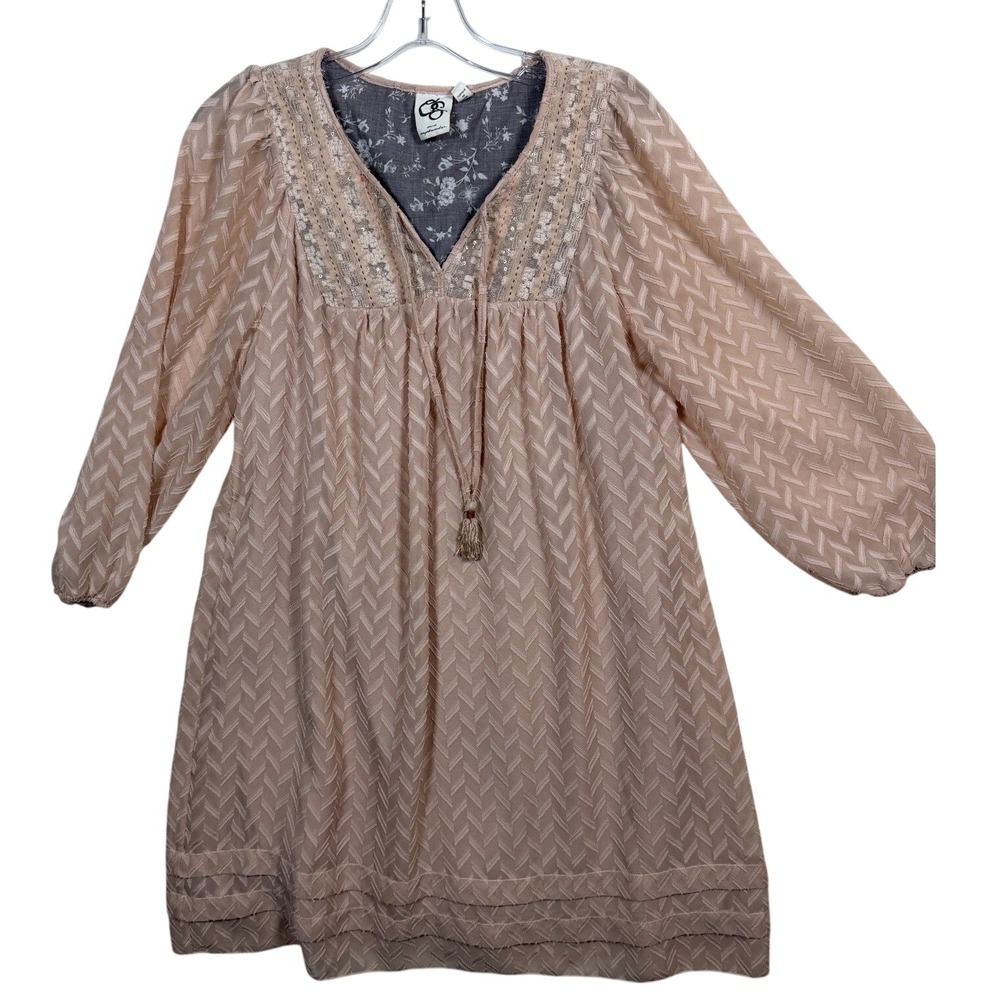 Women's Boho Dress, Small Anthropologie Blush‎ Pink Chevron Lace One September
